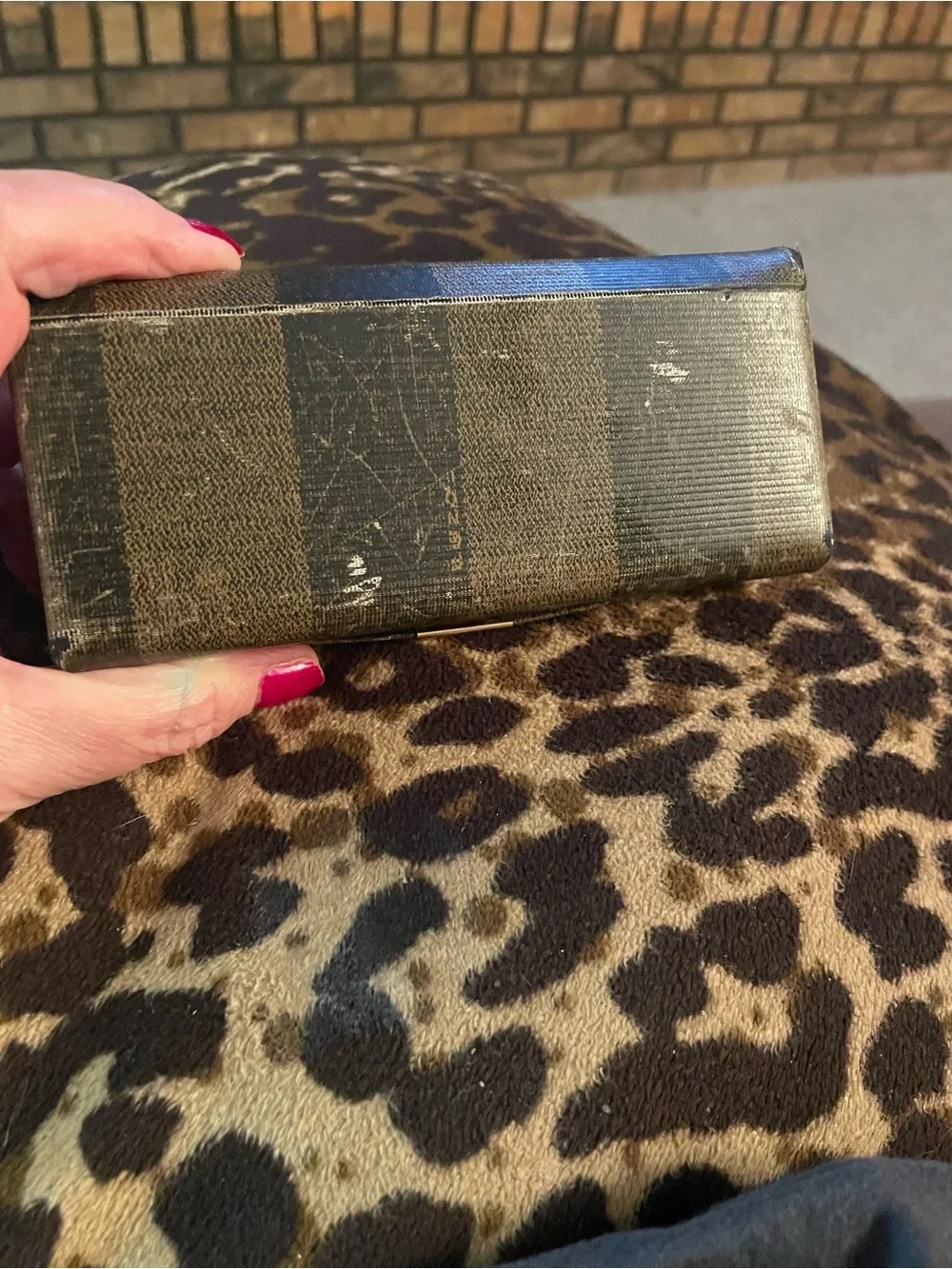Vintage Fendi Brown and Black Striped glasses  Case
